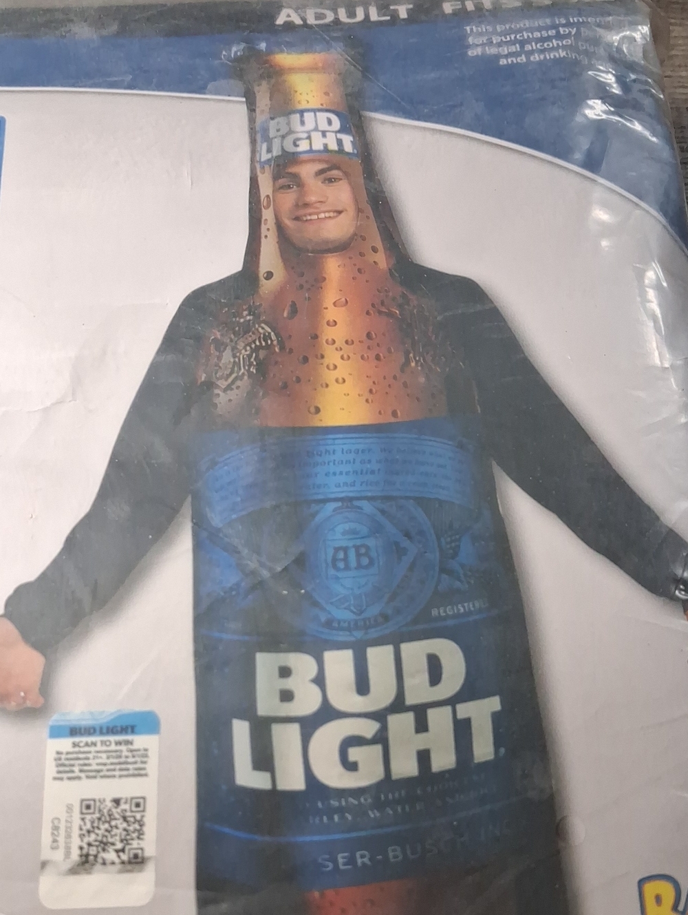 Men’s Blue and Gold Beer Bottle Costume